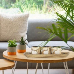 Relaxdays Portacandele, Vassoio E Vasetti, Centrotavola, Con 3 Candeline, Look Legno, Cuori, Fiocchi, Pietre, Naturale -Armonia Decor 60086970 5