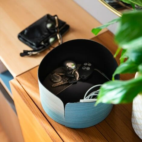 Contenitore Portaoggetti Svuotatasche Legno Design Moderno Nelumbo M Colore: Grigio Scuro 4 Contenitore Portaoggetti Svuotatasche Legno Design Moderno Nelumbo M Colore: Grigio Scuro - immagine 2