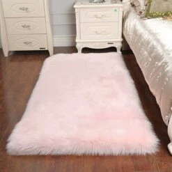 Pelle Di Pecora Artificiale/pelle Di Agnello Tappeto In Finta Pelliccia Per Il Soggiorno, Sedia Divano Mat La Camera Da Letto O La Camera Dei Bambini, Letto, Divano O Sedia (rosa, 60 X 90 Cm)