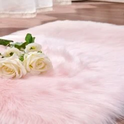 Pelle Di Pecora Artificiale/pelle Di Agnello Tappeto In Finta Pelliccia Per Il Soggiorno, Sedia Divano Mat La Camera Da Letto O La Camera Dei Bambini, Letto, Divano O Sedia (rosa, 60 X 90 Cm) -Armonia Decor 61176066 5