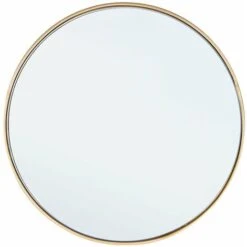 Specchio Tondo Nucleos Da Parete In Acciaio Verniciato Per Ambienti Moderni -Oro / Ø 40 Cm