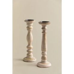 SKLUM Set Di 2 Portacandele In Legno Di Mango Sadel Legno Bianco Vintage 9 SKLUM Set Di 2 Portacandele In Legno Di Mango Sadel Legno Bianco Vintage -Armonia Decor 62353766 3