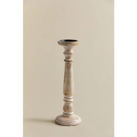 SKLUM Set Di 2 Portacandele In Legno Di Mango Sadel Legno Bianco Vintage 6 SKLUM Set Di 2 Portacandele In Legno Di Mango Sadel Legno Bianco Vintage - immagine 4