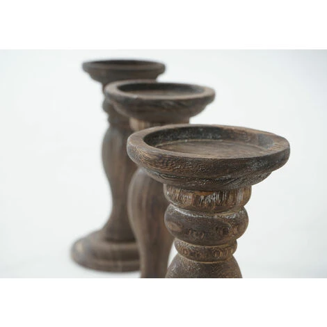 Nova Set Da 3 Portacandele Vintage In Legno Di Paulonia Disponibili Vari Colori Colore : Marrone Scuro 5 Nova Set Da 3 Portacandele Vintage In Legno Di Paulonia Disponibili Vari Colori Colore : Marrone Scuro - immagine 3