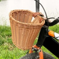 Cestino Per Bici - Cestini Per Bici Retrò Personalizzati Cestino Tradizionale Medio Fatto A Mano Con Cesto Anteriore E Cinghie In Pelle, Cestino Per Bicicletta In Vimini Per Bambino, Marrone -Armonia Decor 63847471 3