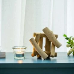 Portacandele In Legno Naturale Con Portacandele E Tazza Di Vetro, Rustico Paese Costiero Per La Decorazione Domestica Rustica Festa Di Nozze Decorazione Di Compleanno -Armonia Decor 63847487 4