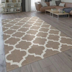 Paco Home Moderno Tappeto Dal Tessuto Piatto Con Motivo Intessuto E Design Marocchino Orientale In Beige 60x100 Cm
