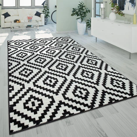 Paco Home Moderno Tappeto A Pelo Corto Per Il Soggiorno Dal Motivo 3D Geometrico A Rombi In Nero E Bianco 60x100 Cm 3 Paco Home Moderno Tappeto A Pelo Corto Per Il Soggiorno Dal Motivo 3D Geometrico A Rombi In Nero E Bianco 60x100 Cm