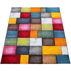Paco Home Tappeto A Pelo Corto Per Il Soggiorno Con Design A Quadri Colorato Multicolore E Vivace 60x110 Cm -Armonia Decor 64004945 5