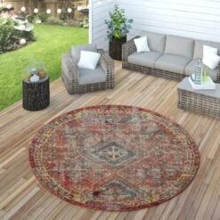 Paco Home Tappeto Rosso Da Esterno Per Il Balcone E La Terrazza Dal Design Orientale, Robusto E Resistente Alle Intemperie 60x100 Cm