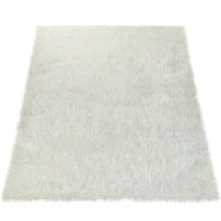 Paco Home Tappeto Pelo Lungo Salotto Moderno Shaggy Monocolore Tappeto Morbido Bianco 60x100 Cm -Armonia Decor 64005427 5