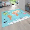 Paco Home Tappeto Per Bambini, Tappeto Da Gioco Per Le Camere Dei Bambini, Mappa Del Mondo Con Animali, In Verde 80x150 Cm -Armonia Decor 64005458 1