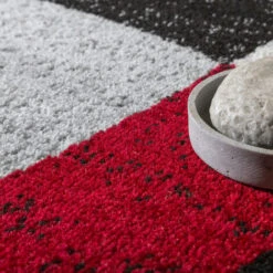 Paco Home Scendiletto Passatoia Tappeto Moderno Astratto Semicerchio Rosso Grigio Set Di Tappeti 3 Pezzi 2 Pezzi 60x100 1 Pezzo 80x250 -Armonia Decor 64005684 3