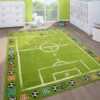 Paco Home Tappeto Per Bambini Maschietti Stanza Dei Bambini Tappeto Da Gioco A Pelo Corto Campo Da Calcio In Verde 120x170 Cm