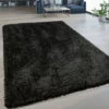 Paco Home Tappeto Soggiorno Pelo Lungo Lavabile Shaggy Effetto Flokati Tinta Unita Nero 80x150 Cm