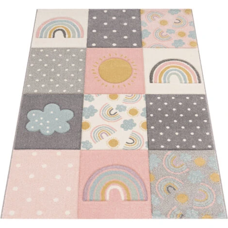 Paco Home Tappeto Da Gioco Per La Camera Dei Bambini Arcobaleno Nuvole Rosa Grigio Bianco Ø 120 Cm Tondo 7 Paco Home Tappeto Da Gioco Per La Camera Dei Bambini Arcobaleno Nuvole Rosa Grigio Bianco Ø 120 Cm Tondo - immagine 5