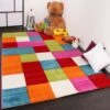 Paco Home Tappeto Per Bambini A Quadri Multicolore Verde Rosso Blu Arancione Fuchsia 80x150 Cm -Armonia Decor 64007857 1