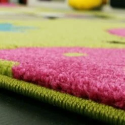 Paco Home Tappeto Bambina Per Stanza Bambini Con Farfalla Fiori Verde Rosa Fuchsia Grigio 80x150 Cm