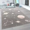 Paco Home Tappeto Da Gioco Con Stelle E Pianeti Per La Cameretta Dei Bambini In Grigio 80x150 Cm -Armonia Decor 64008193 1