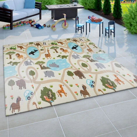 Paco Home Tappeto Da Gioco Pieghevole Motivo Animale Mappamondo Reversibile Grigio Beige 150x200 Cm 6 Paco Home Tappeto Da Gioco Pieghevole Motivo Animale Mappamondo Reversibile Grigio Beige 150x200 Cm - immagine 4