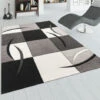 Paco Home Tappeto Di Design Orlo Modello A Quadri Nei Colori Bianco Nero Grigio 60x110 Cm -Armonia Decor 64010837 1
