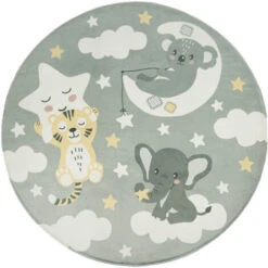 Paco Home Tappeto Bambini Cameretta Da Gioco Bebè Stella Nuvola Luna Grigio Bianco 80 Cm Tondo -Armonia Decor 64011071 5