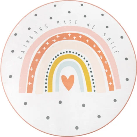 Paco Home Tappeto Bambini Cameretta Da Gioco Bebè Arcobaleno Cuore Crema Rosa 80 Cm Tondo 7 Paco Home Tappeto Bambini Cameretta Da Gioco Bebè Arcobaleno Cuore Crema Rosa 80 Cm Tondo - immagine 5
