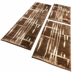 Paco Home Set Tappeti Guide Motivo Retro 3 Pz.- Marrone, Beige, Panna 2 Pezzi 60x100 1 Pezzo 70x250