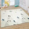 Paco Home Tappeto Bambini Gioco Gattonare Bebè Pieghevole Lavabile Reversibile ABC Crema Blu 150x200 Cm