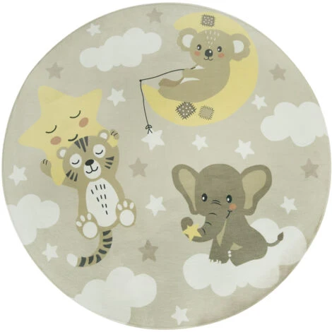 Paco Home Tappeto Bambini Cameretta Da Gioco Bebè Stella Nuvola Luna Beige Bianco 80 Cm Tondo 7 Paco Home Tappeto Bambini Cameretta Da Gioco Bebè Stella Nuvola Luna Beige Bianco 80 Cm Tondo - immagine 5