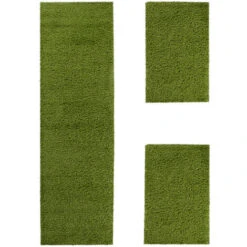 Paco Home Parure Scendiletto Set Di Runner 3 Pezzi Tappeto Shaggy Tappeto Runner Verde 2 Pezzi 60x100 1 Pezzo 70x250 -Armonia Decor 64012985 2