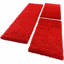 Paco Home Parure Scendiletto Set Di Runner 3 Pezzi Tappeto Shaggy Tappeto Runner Rosso 2 Pezzi 60x100 1 Pezzo 70x250 -Armonia Decor 64012987 5