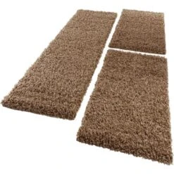 Paco Home Parure Scendiletto Set Di Runner 3 Pezzi Tappeto Shaggy Tappeto Runner Beige 2 Pezzi 60x100 1 Pezzo 70x250 -Armonia Decor 64013000 3