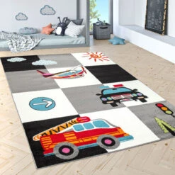 Paco Home Tappeto Per Bambini Tappeto Da Gioco Porto City Strade Città Grigio Verde 80x150 Cm