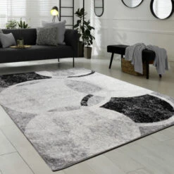 Paco Home Tappeto Di Design Per Salotto Motivo A Cerchio Grigio Crema Prezzo Eccezionale 60x100 Cm