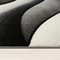 Paco Home Tappeto Di Design Moderno Astratto Effetto A Onde Taglio Sagomato In Grigio Antracite 60x110 Cm -Armonia Decor 64013350 3