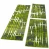 Paco Home Tappeti Scendiletto Tappeto Design Mélange Verde Crema Set Di Tappeti 3 Pezzi 2 Pezzi 60x100 1 Pezzo 70x250