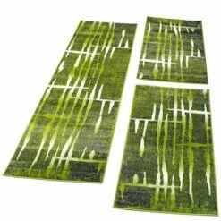 Paco Home Tappeti Scendiletto Tappeto Design Mélange Verde Crema Set Di Tappeti 3 Pezzi 2 Pezzi 60x100 1 Pezzo 70x250