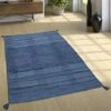 Paco Home Tappeto Design Tessuto Kelim Lavorato A Mano 100% Cotone Moderno Fantasia Blu 60x110 Cm -Armonia Decor 64013590 1