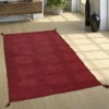 Paco Home Tappeto Design Tessuto Kelim Lavorato A Mano 100% Cotone Moderno Mélange Rosso 60x110 Cm -Armonia Decor 64013646 1