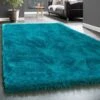 Paco Home Elegante Tappeto Shaggy Pelo Alto Tinta Unita Morbido Brillante In Turchese 160x230 Cm -Armonia Decor 64013811 1