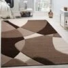 Paco Home Tappeto Di Design Moderno Motivo Geometrico Taglio Sagomato Marrone Crema Beige 60x110 Cm