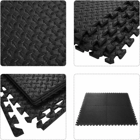 GIANTEX - 12 Pezzi Tappetino Puzzle Fitness Tappeto Protettivo In Schiuma Eva Con Tessere A Incastro Per Palestra Ginnastica 60 X 60 Cm (nero) 4 GIANTEX - 12 Pezzi Tappetino Puzzle Fitness Tappeto Protettivo In Schiuma Eva Con Tessere A Incastro Per Palestra Ginnastica 60 X 60 Cm (nero) - immagine 2