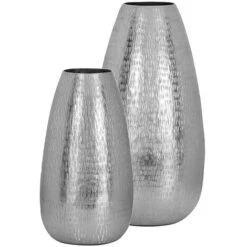 Vaso H.31,5 E 40,5 Cm In Alluminio Argento - Lotto Di 2 - VALJEVO