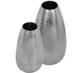 Vaso H.31,5 E 40,5 Cm In Alluminio Argento - Lotto Di 2 - VALJEVO -Armonia Decor 65607628 4