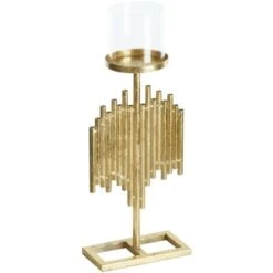 Portacandele Moderno In Metallo E Vetro Color Oro 47 Cm Nias -Armonia Decor 65619090 4