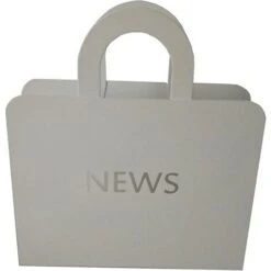 King Home PORTARIVISTE BIANCO NEWS CON MANIGLIE In Metallo Verniciato 29x7x32,5h Cm