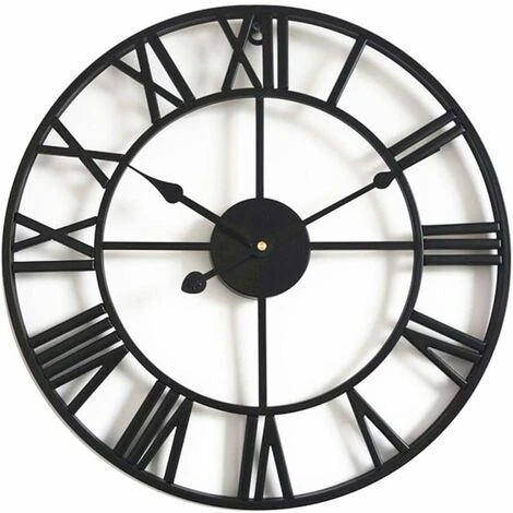 Grande Orologio Da Parete In Ferro Retrò Rotondo Silenzioso A Batteria Numeri Romani Arredamento Soggiorno In Stile Vintage Nero (40 Cm) 3 Grande Orologio Da Parete In Ferro Retrò Rotondo Silenzioso A Batteria Numeri Romani Arredamento Soggiorno In Stile Vintage Nero (40 Cm)