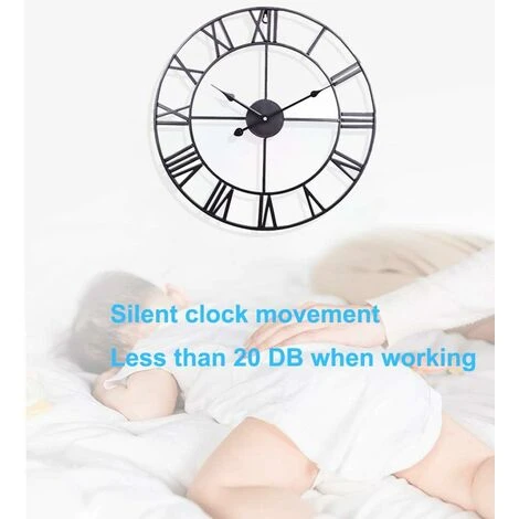 Grande Orologio Da Parete In Ferro Retrò Rotondo Silenzioso A Batteria Numeri Romani Arredamento Soggiorno In Stile Vintage Nero (40 Cm) 5 Grande Orologio Da Parete In Ferro Retrò Rotondo Silenzioso A Batteria Numeri Romani Arredamento Soggiorno In Stile Vintage Nero (40 Cm) - immagine 3