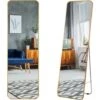 RELAX4LIFE Specchio Da Terra/Parete, Specchio A Figura Intera Con Supporto, Superficie Resistente Ad Alta Definizione, Doppio Montaggio A Parete O A Terra, Stile Moderno Con Cornice Metallica Sottile -Armonia Decor 69394820 1